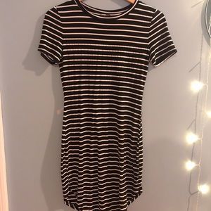 Striped Dolphin Hem Bodycon Dress